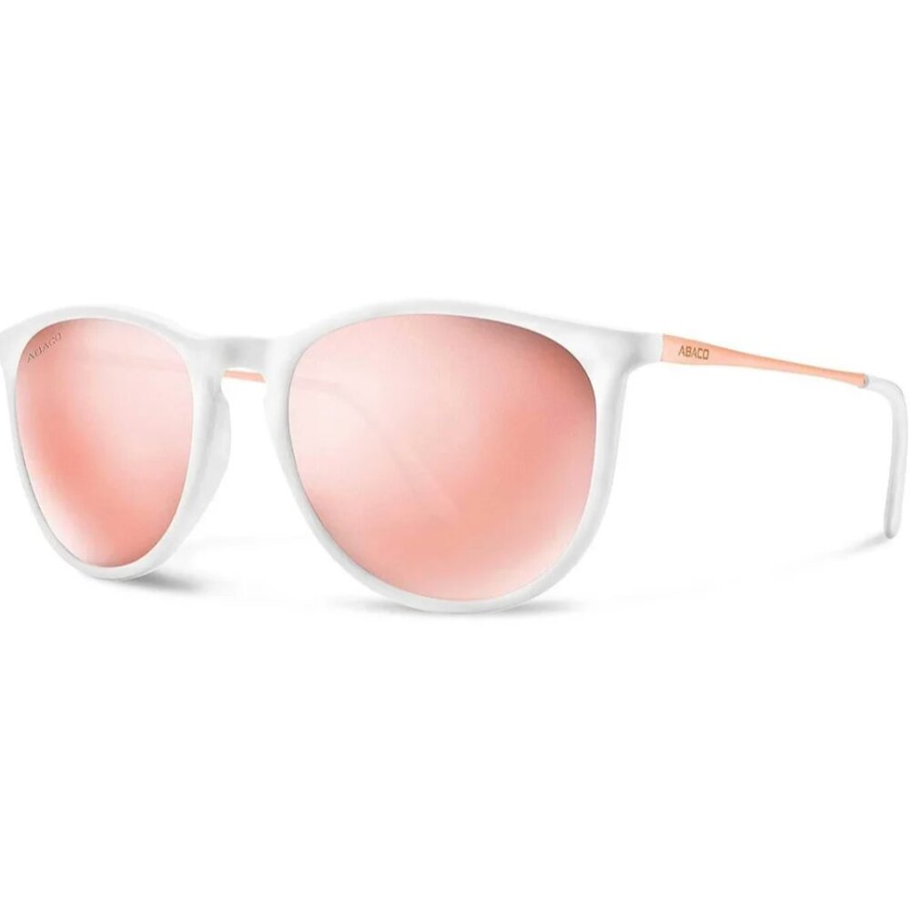 New Abaco Piper Sunglasses in White/Rose Gold Mirror